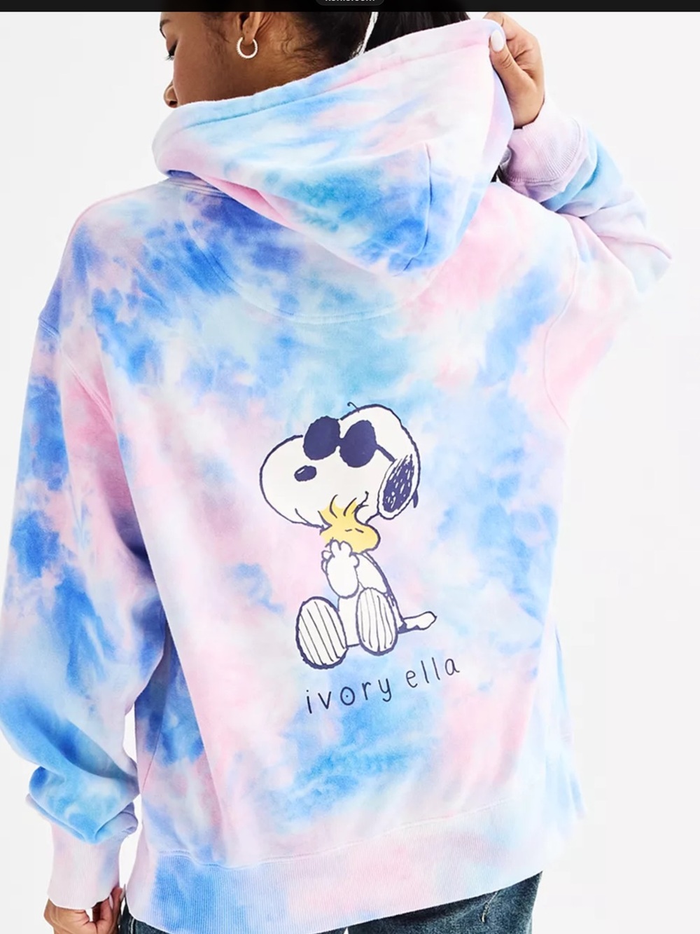 ivory ella Pastel Blue & Pink Snoopy Tie-Dye Hoodie size medium